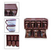 Set of brown ceramic cups with a lid and strainer